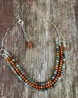 Layered Turquoise and Coral Necklace