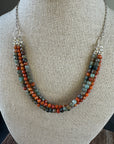 Layered Turquoise and Coral Necklace