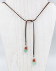 Rough Cut Natural Turquoise with a Desert Jasper Bead Lariat